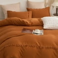 thumbnail image 3 of MOOWOO Terracotta Orange Boho Bedding, Queen Tufted Tassel Fringe Farmhouse Duvet Cover,Boho Chic BeddingSolid Color,100% Washed Microfiber,Lightweight for All Season, 3 of 7