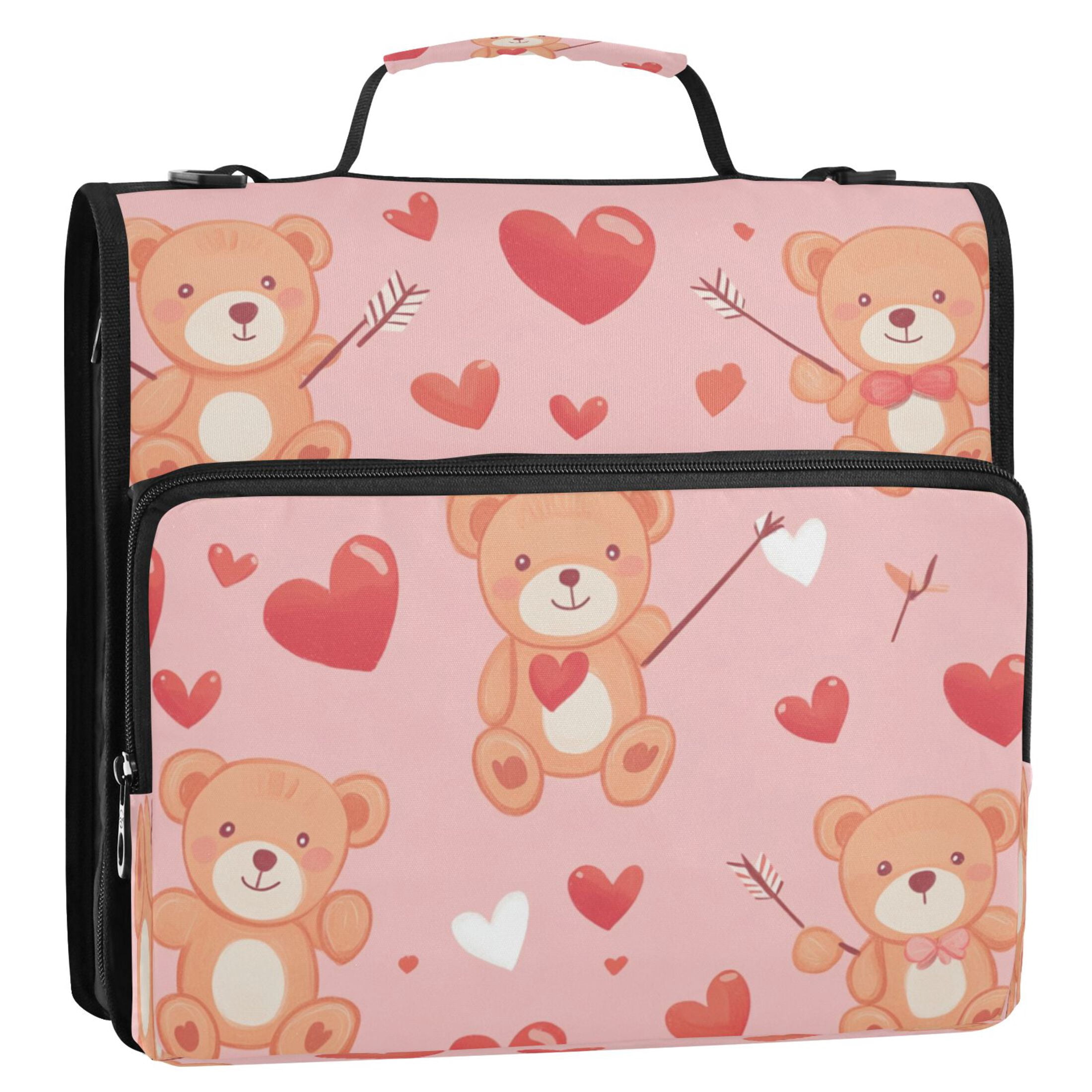 YAZAOO Zipper Binder trapper keeper Documents Organized Design Cupid's Bears Printed