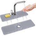 thumbnail image 1 of Kitchen Sink Splash Guard,Silicone Faucet Mat,Faucet Handle Drip Strainer Tray,17.5 inch x 5.5 inch Sink Sponge Rack,Kitchen Sink Protector (Gray), 1 of 4
