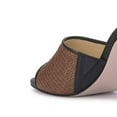 thumbnail image 3 of FSJ Women Open Toe Woven Wide Strap Slide Sandals Slip on High Spool Heel Mules Backless Shopping Daily Dressy Shoes Size 8 Black, 3 of 4