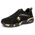 thumbnail image 6 of Men'S Air Cushion Sneakers - Breathable Mesh & PU Upper, Geometric Design, Sporty Look | Comfortable Fit - St. Patrick'S Day Halloween Black/White Colorway for Outdoor Running, Casual Attire,, 6 of 9