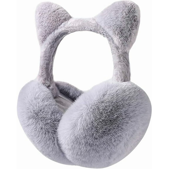 Winter Ear Warmers - Adorable Soft Windproof Headband, Cat Ear Design, for Girls Women Kids Outdoor Snow Sports Running(B:Gray)