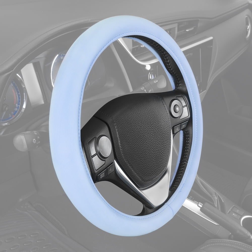 Universal Size 14.5 15 15.5 Inch SISW-2211-BL BDK Sharper Image Ultra Soft Comfy Leather Grip Steering Wheel Cover Baby Blue