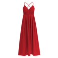 thumbnail image 1 of EHQJNJ Robe Princesse Col en V Robe de Bal Dentelle Robe d'Été Décontractée pour Femmes Bretelles Spaghetti Sans Manches Taille Haute Plage Longue Maxi Robes Robe Dos Nu Robe Chandail à Épaules Dénudées, 1 of 9