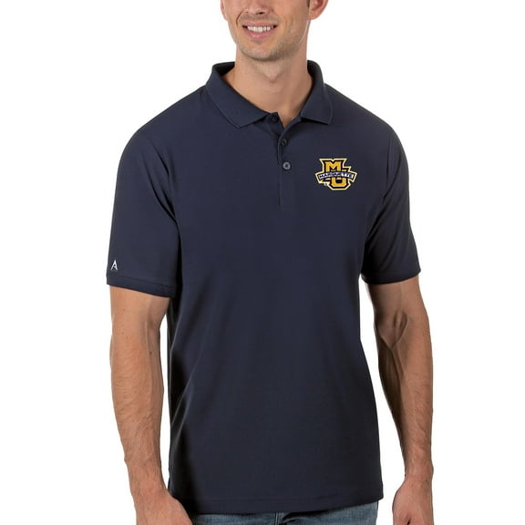 Men's Antigua Navy Marquette Golden Eagles Legacy Pique Polo