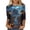 Blue, Black, variant on Uootdi Halloween Womens 3/4 Sleeve Tops Round Neck Halloween Theme Print Casual Tees Loose Fit Fall Daily Relax Shirts Gift