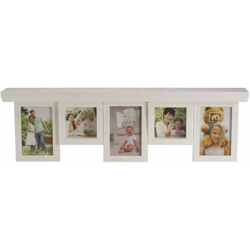 Melannco 27" 5Opening Sliding Picture Frame Shelf, White