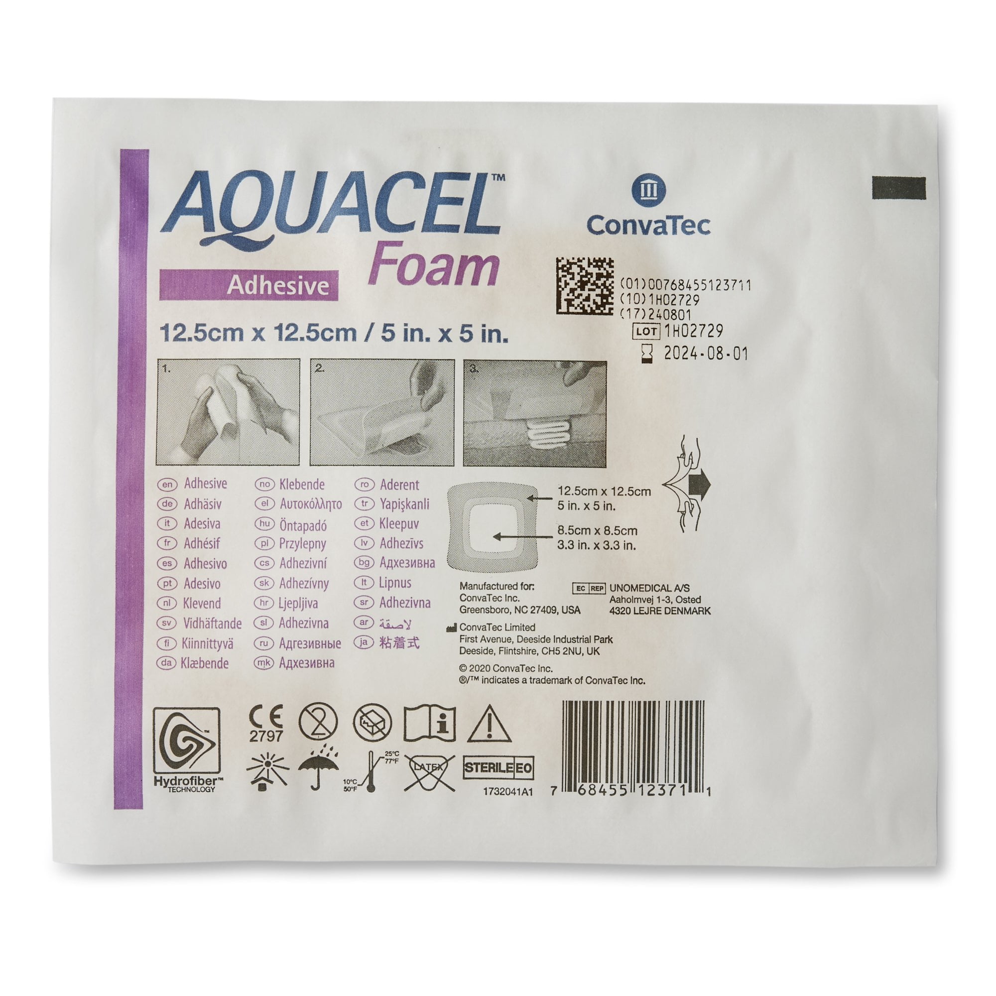 Aquacel® Silicone Adhesive with Border Silicone Foam Dressing, 5 x 5