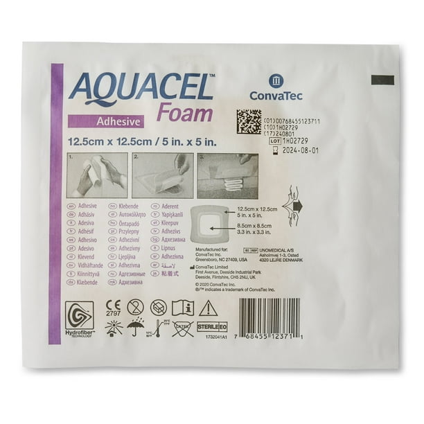 Aquacel® Silicone Adhesive with Border Silicone Foam Dressing, 5 x 5