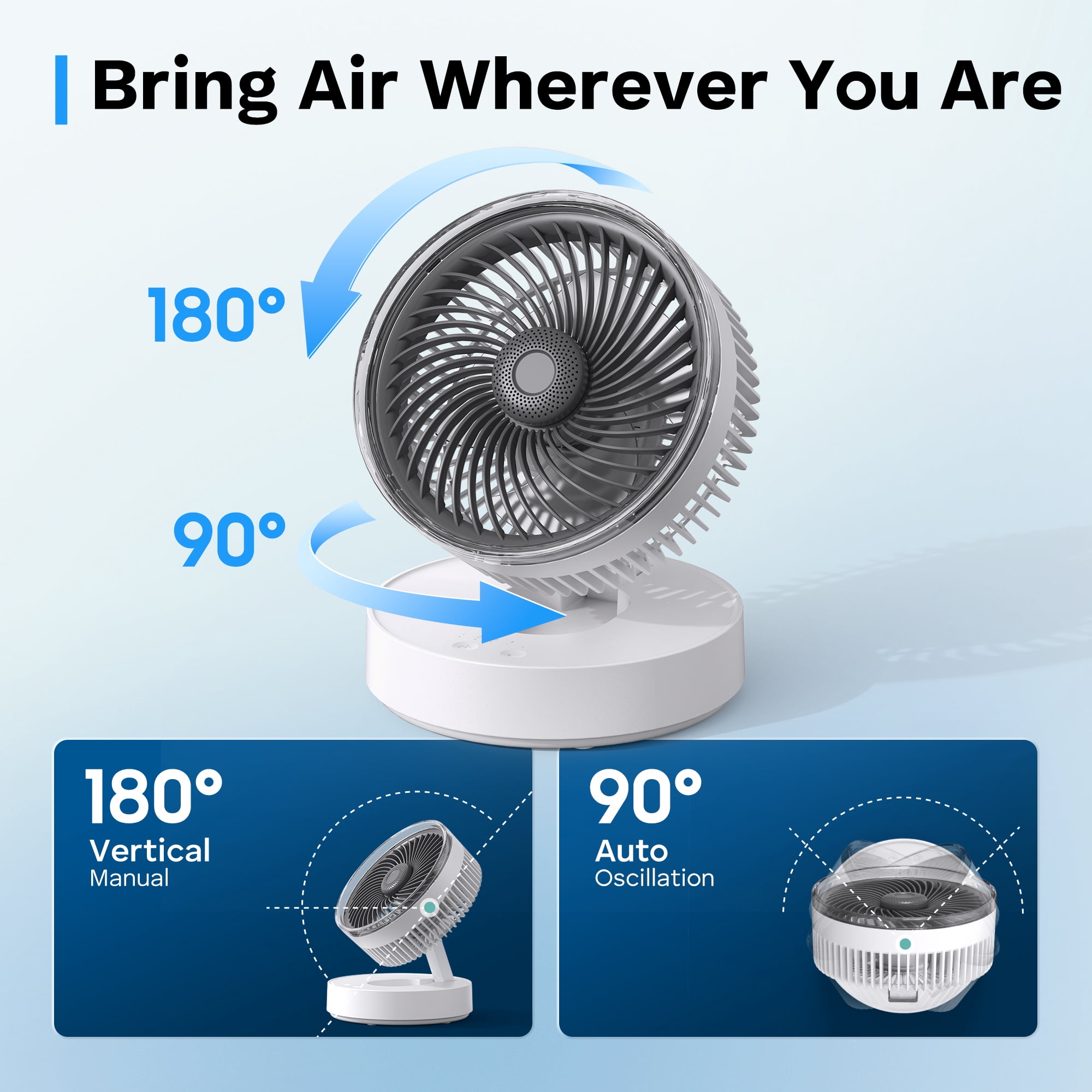ALROCKET Desk Fans,90° Oscillating Air Circulator,4 Speeds,40ft Powerful Airflow,Oil Diffuser,Portable Fan for Bedroom, Office, Camping
