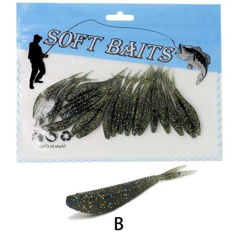 20Pcs Fishing Fork Tail Soft Bait 6cm1.5g Lures Swimbaits For Bass