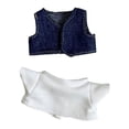 thumbnail image 3 of Conjunto de 2 piezas de muñeco de peluche CUTICAT ropa de camiseta chaleco educativo de bricolaje, 3 of 7