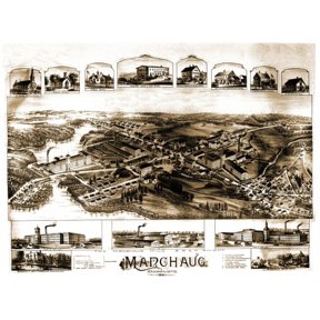Antique Map of Manchaug Massachusetts 1891 Worcester County Canvas Art - (36 x 54)