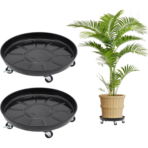 16 Inch Round Plant Caddy with Wheels Heavy Duty, Planter Trolley Rolling Plant Stands Round Coaster Roller Base Tray with Casters for Indoor Outdoor Potted Flower Pot