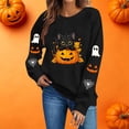 thumbnail image 4 of Women's Cute Black Cat in Pumpkin Sweatshirts Halloween Graphic Pullovers Long Sleeve Crew Neck Casual Fall Tops, 4 of 8