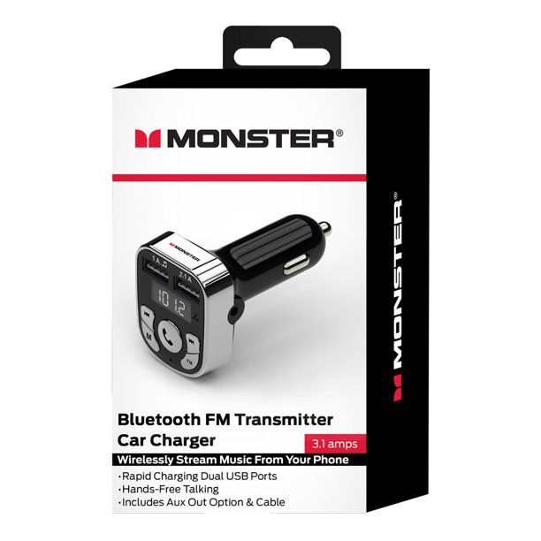 Monster Digital Black Bluetooth FM Transmitter Car Charger Walmart