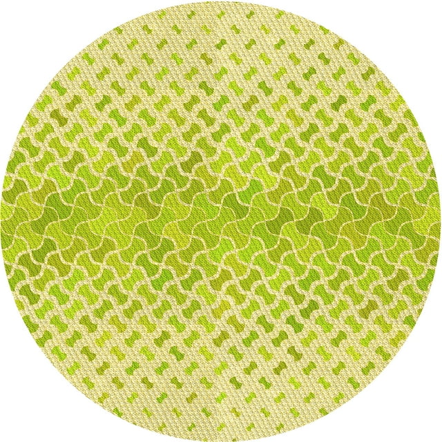 Ahgly Company Tapis Rond Lavable en Machine Intérieur Transitionnel Vert, 3 Pieds Rond