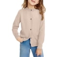 thumbnail image 2 of GiLiling Girls Boys Knitted Cardigan, Solid Color Crew Neck Button Down Sweater, Autumn Winter Soft Warm Coat for Kids Casual Outerwear (Beige, 9-10 Years), 2 of 5