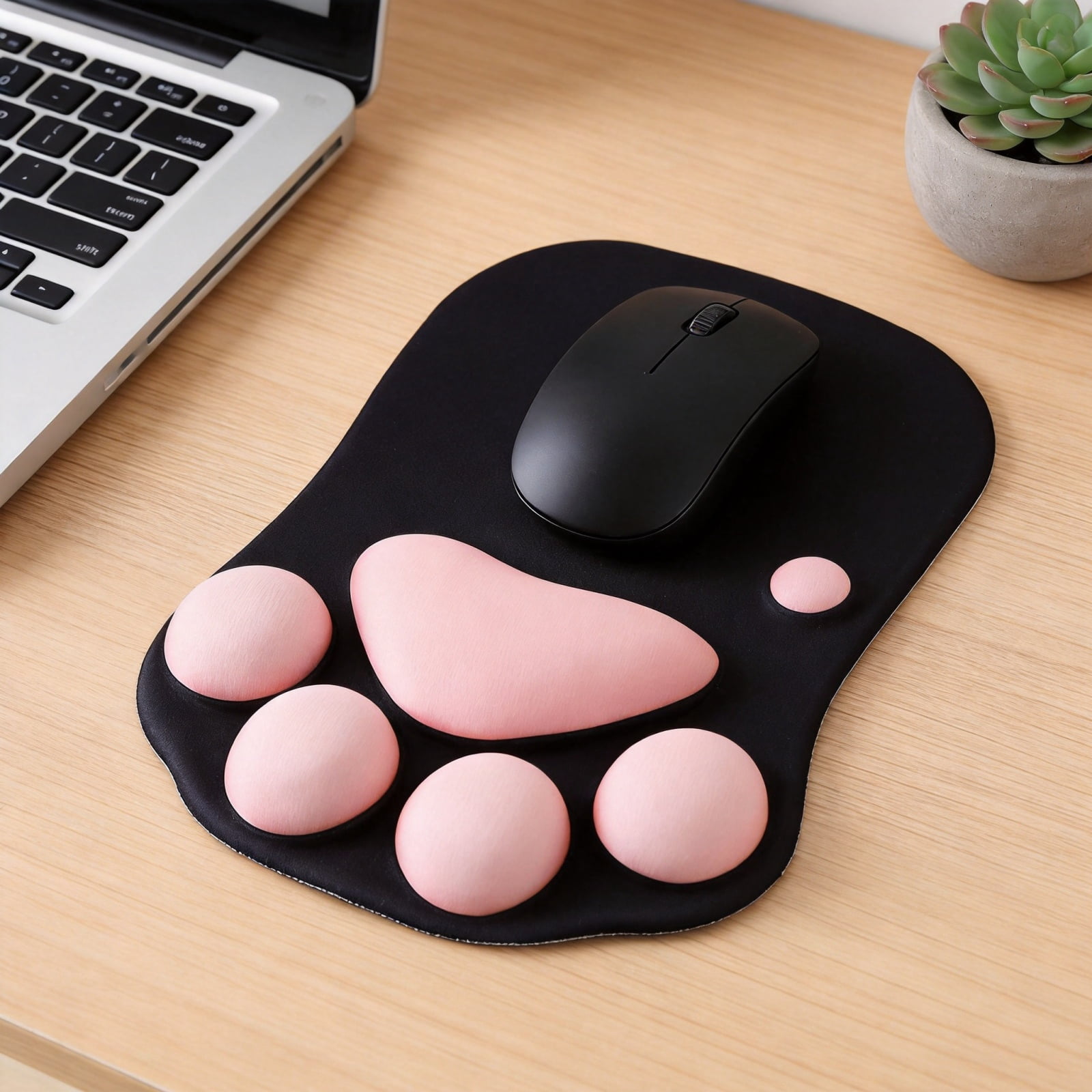 Ergonomic Mouse Pad with Wrist Rest, Cute Cat Paw Memory Foam Mouse Pad, Non-Slip Base Soft Comfortable Wrist Support Mouse Mat, Portable Office Computer Laptop Gaming Desk Accessories
