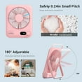 thumbnail image 5 of Small Desk Fan Personal Fans: 2000mah 10 Hours Battery Office Quiet Mini Desktop Fan Portable Rechargeable Travel Essentials, 5 of 14