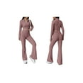 thumbnail image 3 of Women'S 2 Piece Pants Sets Long Sleeve Zip Short Top Pants Sexy- Slim Lounge Tracksuit Outfits Camel L, 3 of 6