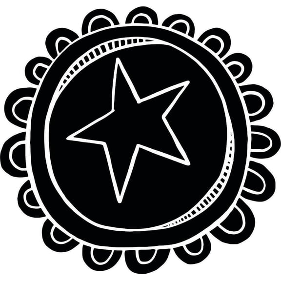 Printtoo Scrap-booking Doodle Star In Circle Design Round Wooden Rubber Stamp-4 Inch