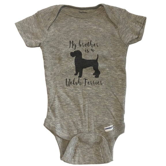 My Brother Is A Welsh Terrier Cute Dog Baby Bodysuit - Welsh Terrier One Piece Baby Bodysuit - Grey