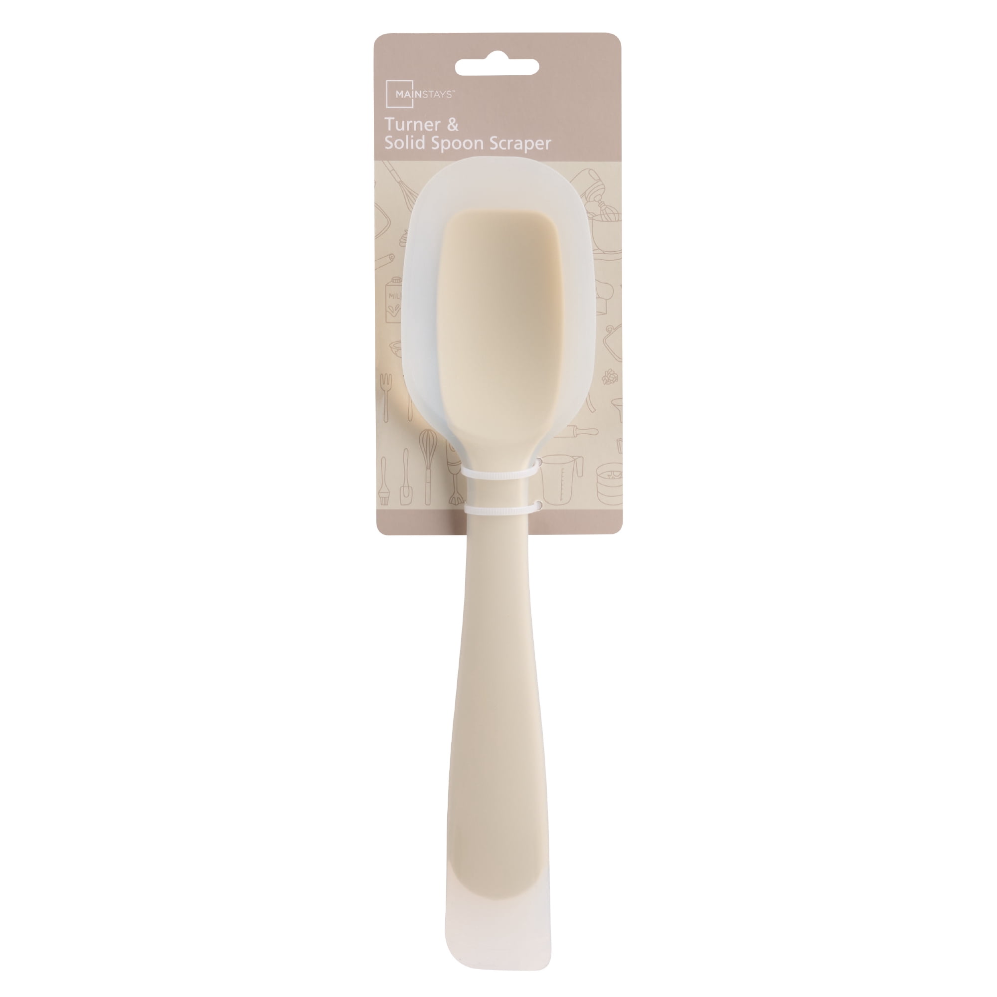 Mainstays Dual-Ended Turner and Solid Spoon Scraper, Light Gray