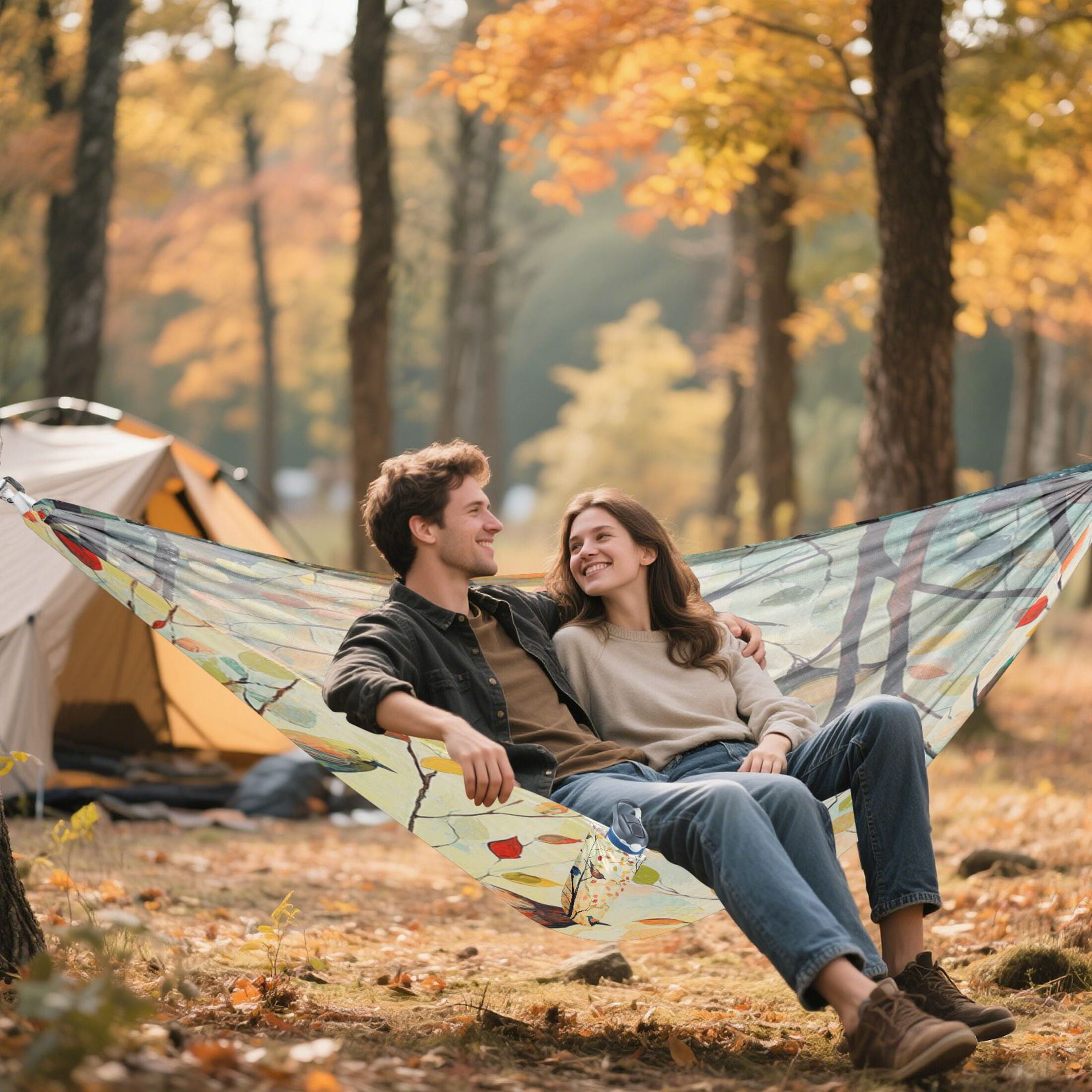 Hammock Camping Hammock Nylon Portable Hammock Travel Camping Hammock Colorful Tree Bird Pattern