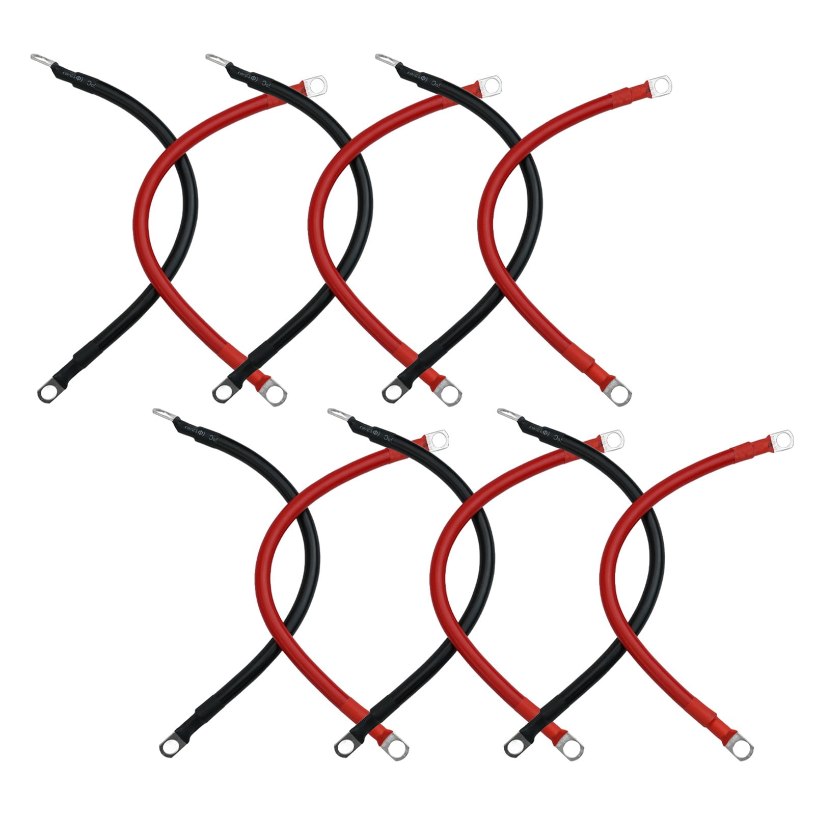 6PCS 4AWG Battery Cables Set for Marine Automotive Inverter - 12inch Length