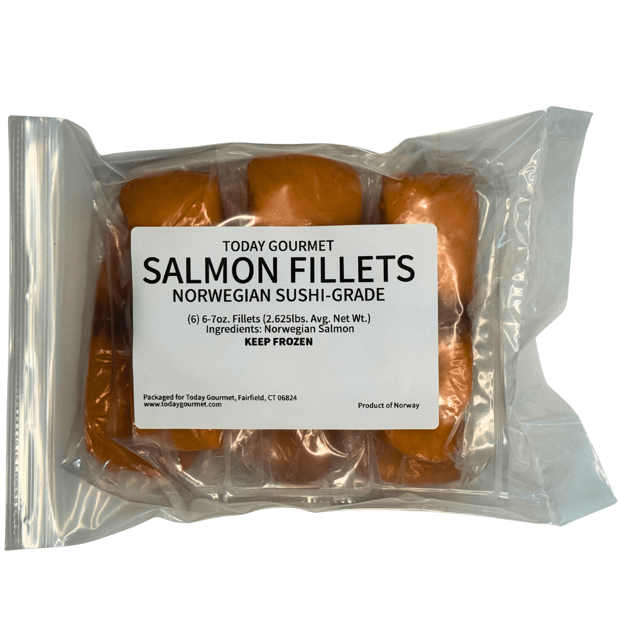 Today Gourmet Sushi-Grade Norwegian Salmon Fillets (6) 6-7oz. Fillets (2.625 Avg. Net Wt.)