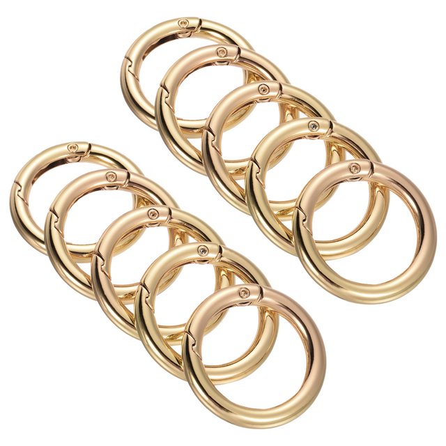 Unique Bargains Light Gold Round Zinc Alloy Spring Gate O Ring Snap Clip Buckle (10 Pack)