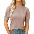 thumbnail image 4 of Tfken Women Tshirts For Summer Half Sleeve Crew Neck Solid Color Tops Trendy Daily Wear Female Comfortable Shirts Black, 4 of 4