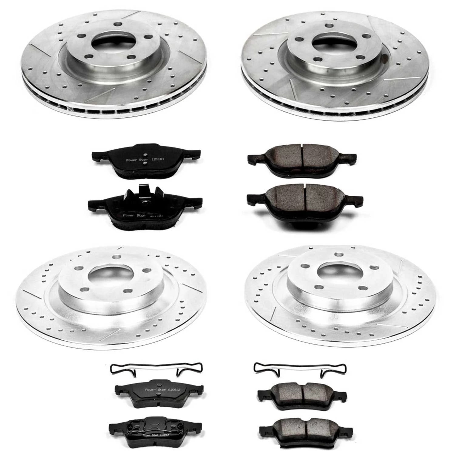 PowerStop Front and Rear Z23 Evolution Sport Carbon-Fiber Ceramic Brake Pad and Drilled & Slotted Rotor Kit Fits: MAZDA Select Models K4494