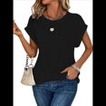thumbnail image 2 of Camisetas para Mujer, Camisetas Informales con Mangas Murciélago Lisas y Dobladillo Cruzado, Camisetas Ajustadas A Negro L, 2 of 8