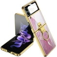 thumbnail image 1 of For Samsung Galaxy Z Flip 3 5G Cover with Ring Luxury Marble Plating Ring Stand Flip with Camrea protection Case, 1 of 5