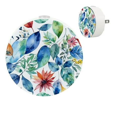 

YZUOUZY Night Lights Plug into Wall Nightlight Bedside Lamps Set of 2 Bird Feather Impression Painting