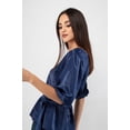 thumbnail image 3 of Blusa satin azul manga bomba AMAD Casual para mujer Talla S, 3 of 5