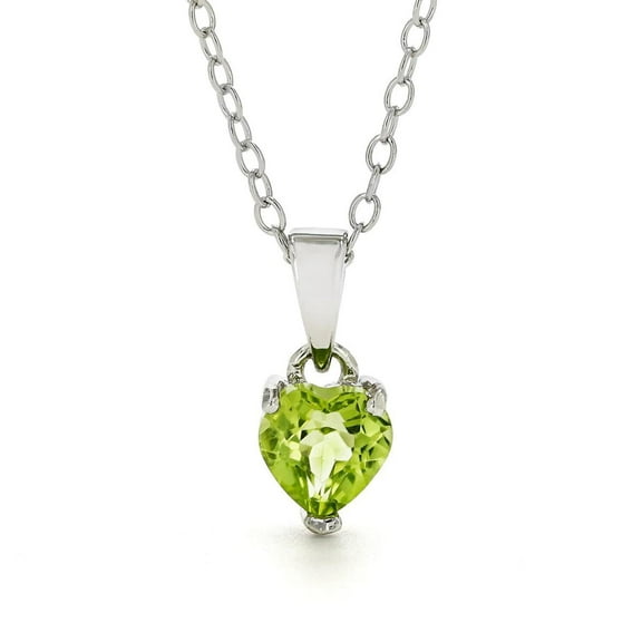 Peridot Heart Pendant Necklace 0.50 Carat in Rhodium Plated 925 Sterling Silver
