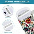 thumbnail image 4 of JSTEL Sugar Skull Day Of Dead Flower 30 oz Tumbler Stainless Steel Water Bottle Vacuum Insulated Cup with Straw Lid & Handle For Travel Car Cup Holder, 4 of 8