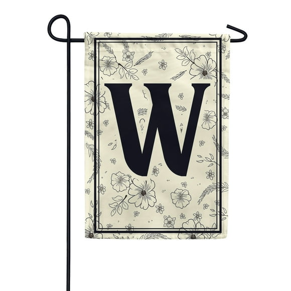 America Forever Spring Monogram Garden Flag Letter W 12.5 x 18 inches Double Sided Vertical Outdoor, Yard, Lawn, Beautiful Flowers, Floral Design, Welcome Spring Seasonal Art