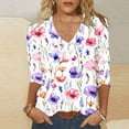 thumbnail image 2 of Womens 3/4 Sleeve Tops Plus Size Print Casual V Neck Tunic Tops Basic Tees Blouses, 2 of 5