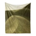 thumbnail image 1 of Desert Soft Flannel Fleece Throw Blanket, Photo of Desert Nature Sand Sunlight Footprints Dunes, Cozy Plush for Indoor and Outdoor Use, 60" x 80", Slate Brown Eggshell, by Ambesonne, 1 of 5