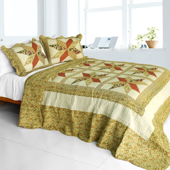 Star in My Heart Cotton 3PC Vermicelli-Quilted Printed Quilt Set Full/Queen