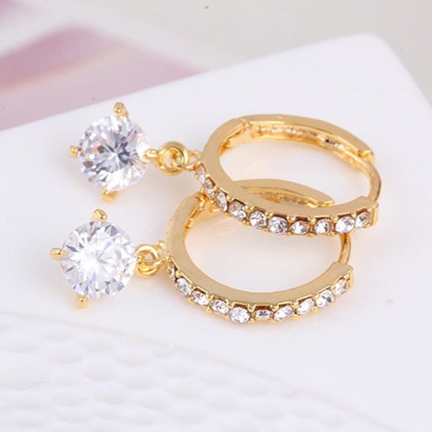 Pendientes para mujer, regalos para mujer, 1 par de pendientes redondos con cristales y diamantes de imitación a la moda para mujer.