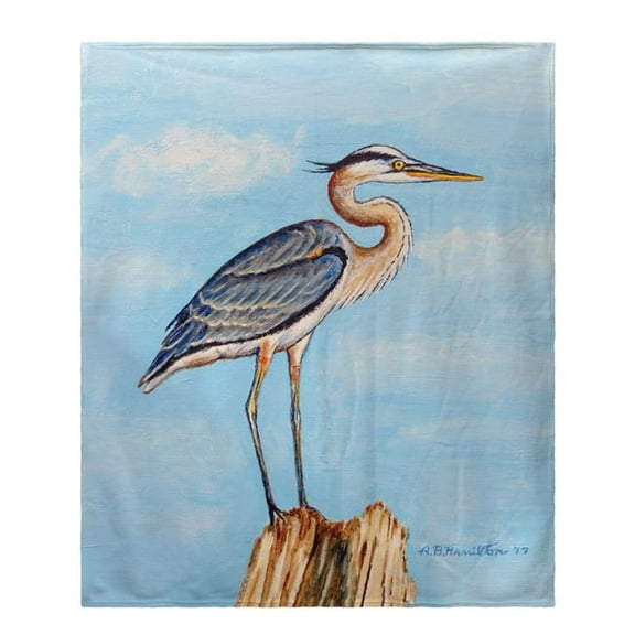 Betsy Drake BK627 Blue Heron on Stump Fleece Throw