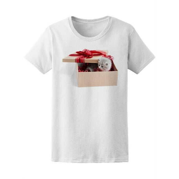Cute Present Fluffy Kitten Tee Women's -Image by Shutterstock