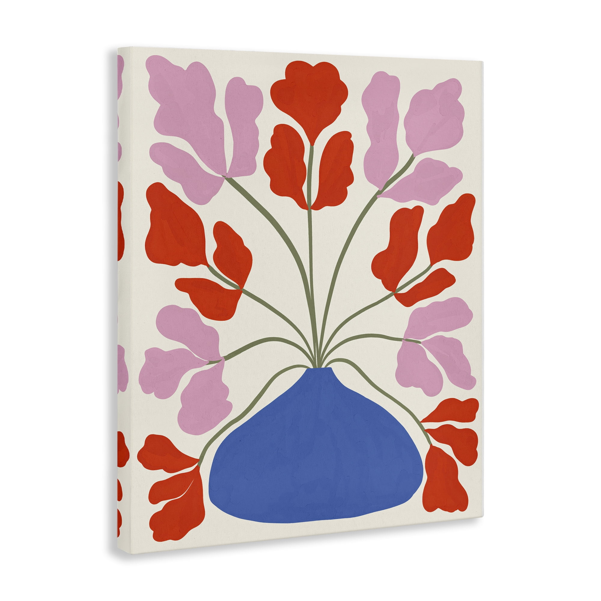 Stupell Industries Bold Symmetrical Flower Pot Plants & Flowers Painting Wrapped Canvas Art Print Wall Art, 16 x 20