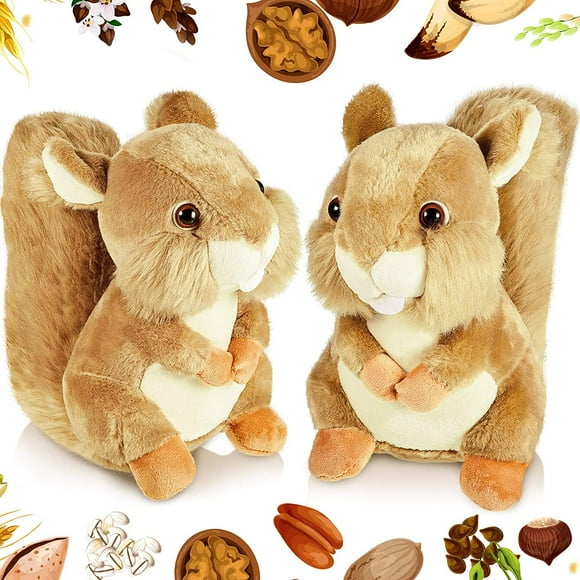 2 Pieces Plush Squirrel Doll Soft Stuffed Squirrel 8 Inches Brown Plush Stuffed Animal Toys for Birthday Party Decoration and Presents