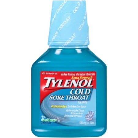 Tylenol Cold + Sore Throat Liquid â Daytime â Cool Burst, 8 Oz